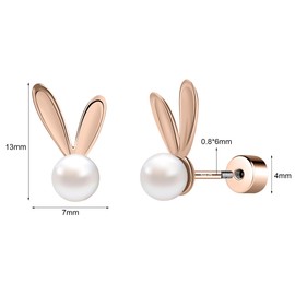 AOEDEJ Easter Earrings for Women Cute Bunny Earrings Easter Earrings Studs Bunny Stud Earrings Sterling Silver Rabbit Carrot Easter Egg Earrings, Sterling Silver, No Gemstone
