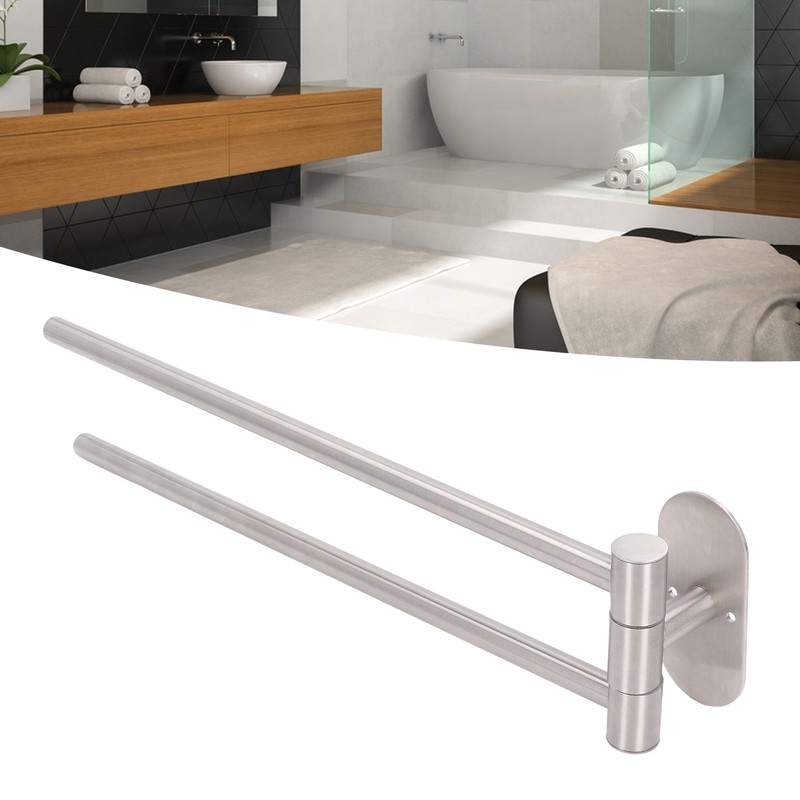 Stainless Steel Toilet Paper Bracket Single Seat 2 Poles Rotatable