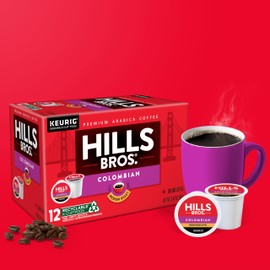 Hills Bros. Colombian Coffee, Single Serve Keurig K-Cup Pods, Medium Roast Coffee, 12-Count Box