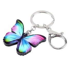 BONSNY Acrylic Floral Butterfly Keychains Key Ring Car Key Purse HandBags INSECT Charms Gifts Accessories