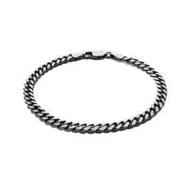 Tuscany Silver Men's Sterling Silver Oxidised 5mm Brushed Curb Bracelet 20cm/8''