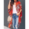 Ivay Womens Floral Kimono Duster Cardigans Short Sleeve Draped Oversized
