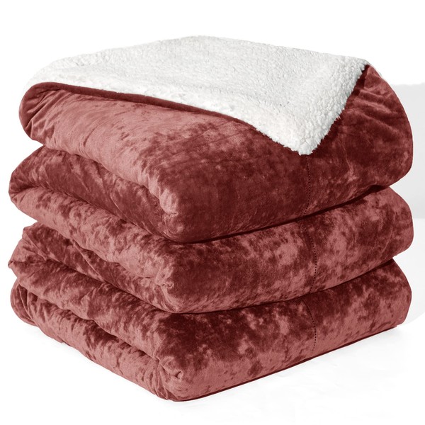 PHF Sherpa Fleece Blanket Queen Size, Thick Warm Plush Blanket