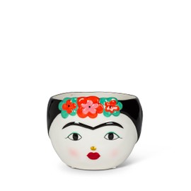 Abbott Collection Lady with Unibrow & Flowers Planter, Low (4" H)