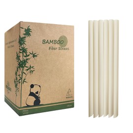 12mm Boba Straws Biodegradable Bamboo Fiber Straw Disposable Bubble Tea Smoothies Straws - 23cm Long Jumbo Milkshake Straw (200Pack)