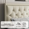 Sismplly Full Size Bed Frame with Velvet Button Tufted Headboard,