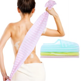 Gjinxi 3PCS Exfoliating Washcloth Towels, 39 Inch Long Towel Body and Back Scrubbers for Men Women, Korean Stretchable Exfoliator Bath Scrub Towel Washcloth Dead Skin Remover, Gentle and Quick-Drying