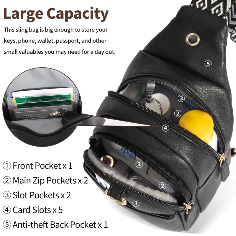OSOCE Small Sling Bag, Anti-theft Crossbody Shoulder Chest Bag with