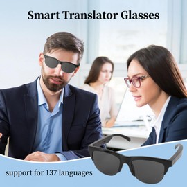 Diyeeni Gafas de Traductor, 2 en 1, Traductor de 137 Idiomas y Gafas de AudioBT.3, Gafas de Sol Inteligentes con Oído Abierto para Hombres y Mujeres, 97% de Precisión de Traducción,