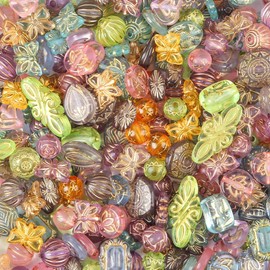 Whakano Mixed Acrylic Beads for Crafts, 100 g, Loose Beads for Threading Beads with Hole, Craft Beads for DIY Craft Decoration, Bracelets, Necklaces, Earrings, Jewellery, Colour C