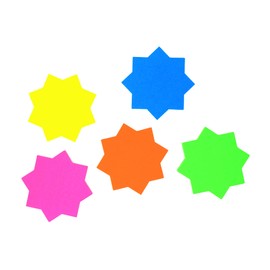 Bright Ideas Fluorescent Stars. Flash Stars Size 3” Inch, Approx 7.6cm x 7.6cm, Pack of 50 Assorted Colours. Ideal for Eye-catching Shop Retail and Price Signs. BI1040.