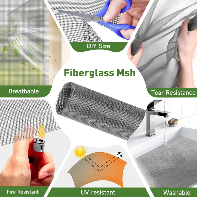 HOFUDON Window Screen Adjustable Magnetic Window Screen Replacement Max 43”