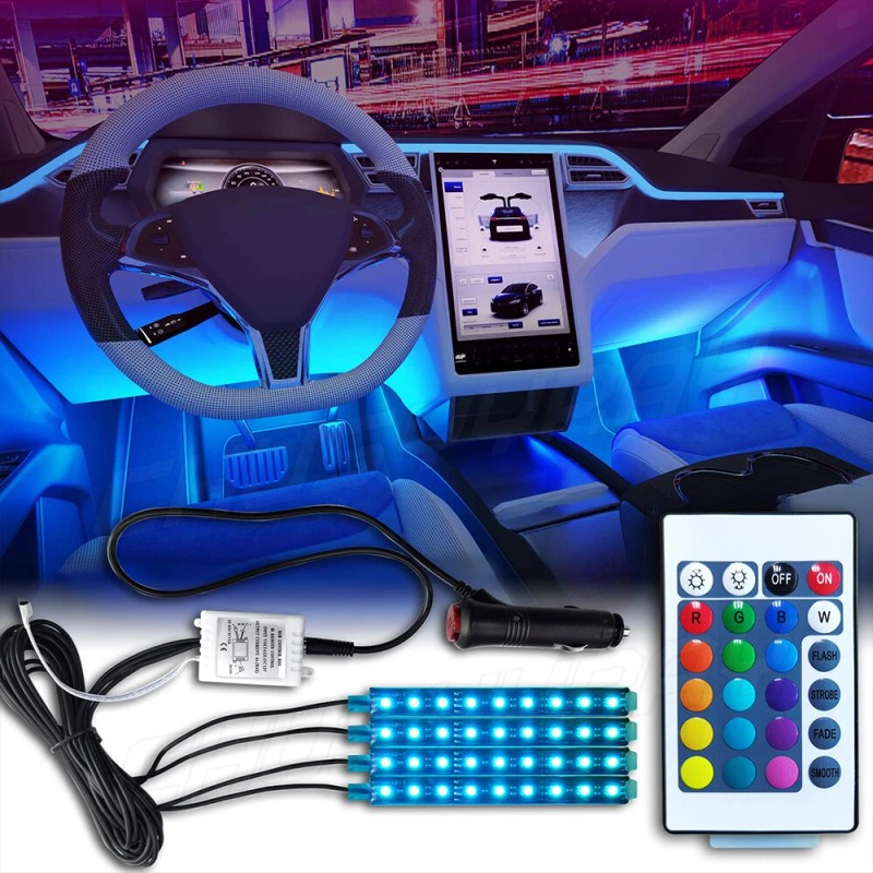 CHUSYYRAY RGB LED Car Interior Fiber Strip Light Atmosphere Ambient