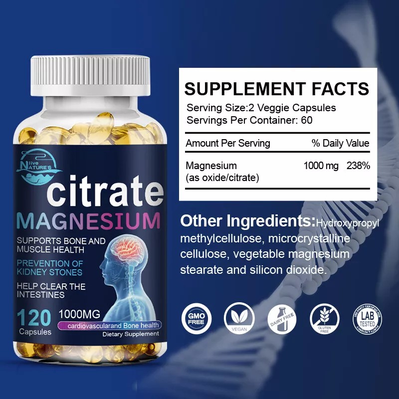 Magnesium Citrate 1000mg Capsules Super Strong Effective Vegan Capsules 240Pills