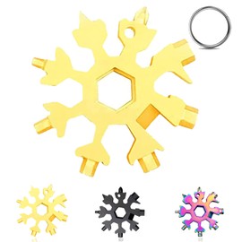 18 in 1 Snowflake Multi Tool, Snowflake Multitool Tool, Snowflake Multitool Stainless Steel Snowflake Tool, Snowflake Multitool for Dad Birthday Christmas Gifts (Gold)