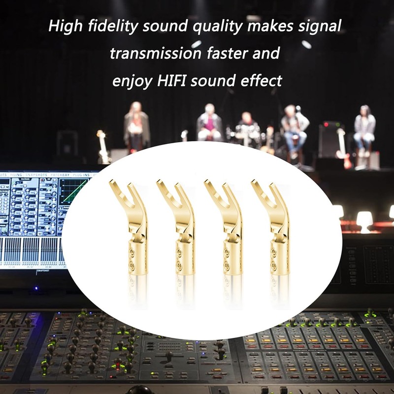 KUYIOHIFI HiFi 4 pcs Gold Plated Pure Copper Speaker Spade