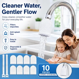 10-Piece Faucet Filter Bags for Kitchen & Bathroom – Thick Cotton Splash Guards with T-Strap Fastening