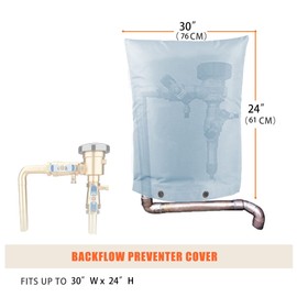 SOKINGCOVER Backflow Insulation Cover Backflow Preventer Cover 30" W x 24" H with EVA Thickened Cotton Protection Insulated Pouch for Winter Backflow Freeze Protection Faucet (Blue)