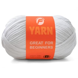 FREEASYFAR 3.5Oz/120yds White Beginner Easy Yarn for Crocheting and Knitting;Worsted-Weight Medium #4;Cotton Blend Yarn for Beginners Amigurumi DIY(White,1 Skein)