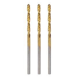 sourcing map 3pcs Brad Point Drill Bit 2mm(5/64") Dia Straight Round Shank Drill Metric Brad Point Spiral Twist Drill Bits for Carpenter Woodworking Plastic Rubber, Golden