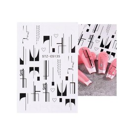 French Manicure Geometric Line Nail Sticker Flower Leaf Love Abstract Nail Decal Cs 135 Nail Wraps Stickers Manicure Supplies for Women Nails Full Long Lasting Easy Apply and Remove