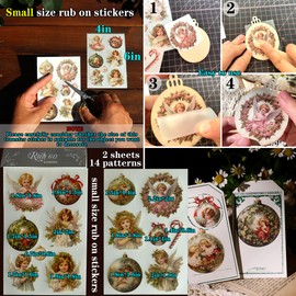 CATaireen Rub On Transfers Stickers 2 Sheets for Crafts Cloth Glass Acrylic Wood Furniture Small Vintage Junk Journal Supplies Scrapbooking Items Christmas Thanksgiving (Angel)