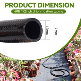 Inntop 40FT 1/2 Inch Drip Irrigation Tubing Extension Hose, 1/2" Main Line Watering Tube for Expanding Garden Irrigation Systems with 4pcs Quick Connector (No Drip Emitters No 1/4" Tubing）