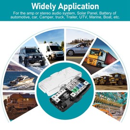 Oidnvay 1 Set Fused Power Distribution Block Car Audio 4 Way MIDI Fuse Block for Auto UTV Boat Stereo Amp