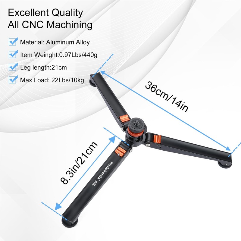 Koolehaoda Mini Tripod Base for Monopod Aluminum Table Tripod with