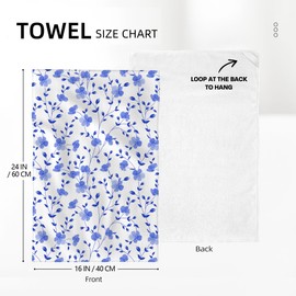 Cukemip Blue Flower Kitchen Towels Decorative Set of 2,Blue Decoratice Dish Towels Hand Towels for Kitchen Home Decor 16"x24" Absorbent Drying Cloth Tea Towels for Baking