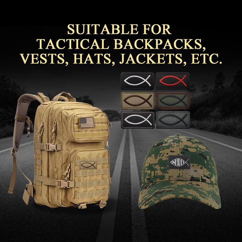 EmWoot 8PCS Fish Patch Ichthys Jesus Fish Patch Embroidered Tactical