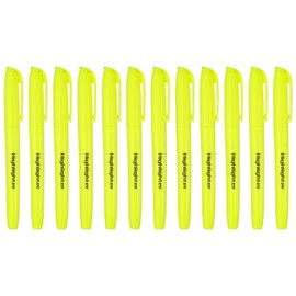 PATIKIL 12 Pack Yellow Highlighter Pen Neon Clear View Bright Quick Dry Pocket Marker Pen Stick Chisel Tip Cute Book Office Adult Classroom