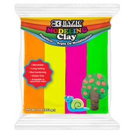 BAZIC Modeling Clay Neon Color 1 LB, Modeling Dough Non Toxic Gift for Artist Kids, Bulk for Classroom, 1-Pack