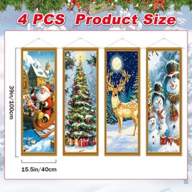 4 Packs Christmas Banners Porch Signs (A)