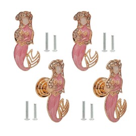 Sutfmwe Pink Drawer Pulls - Unique Mermaid Knobs for Decorative Ocean Beach Coastal Theme Dresser Cabinet Closet Kitchen Furniture Door Knob Pulls Handles Decor 4PCS (Pink)