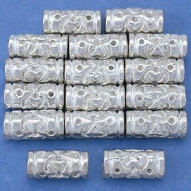 15g Bali Heart Tube Beads Silver Plated 9.5mm Approx 15