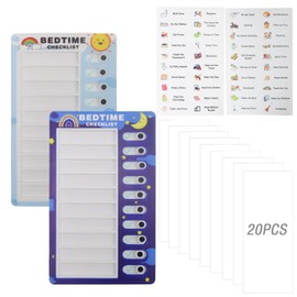 CHSEROK Aufgabentafel Kinder, 2 Stück Checkliste, To Do Liste Kinder ABS mit 20 Auswechselbare Blankokarten, für Lernplanung, Zeitplan, Aufgabenliste, Lustige Geschenke