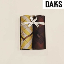 Daks 대구백화점 닥스남녀2매 선염 손수건 세트(DD49번) Daegu Department Store Daks Men's and Women's 2-Piece Yarn-Dyed Handkerchief Set (No. DD49)