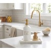 Matte White Glass Dish Soap Dispenser 16Oz with Gold Stainless