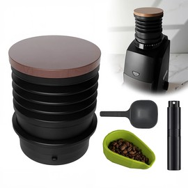 Silicone Coffee Grinder Hopper Bellow with Spray Bottle and Dosing Cup and spoon, Compatible with Baratza Encore, Virtuoso+, Forte Models (Wooden)