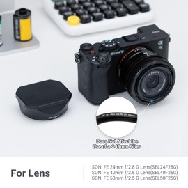 JJC Metal Square Lens Hood Shade Protector for Sony FE 24mm F2.8 G, 40mm F2.5 G, 50mm F2.5 G - Replaces ALC-SH166 ALC-SH165