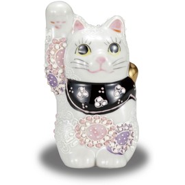 Waza no Treasure, Fashionable, Good Luck Figurine, Kyutani Ware, Right Handed, Maneki Cat, Flower Marasa, Opening Celebration, Housewarming Celebration, Sixtieth Birthday Celebration, Older Celebration, Happy Celebration, Birthday Gift, Feng Shui Interior Decoration Gift