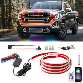 DREAMOTOR 60 Inch Car Hood Light Strip, White Exterior Dynamic Car LED Hood Light, Flexible & Waterproof, Universal Exterior Daytime Running Light Strip with Fuse Protection for Cars, SUVs, Trucks