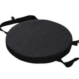 Greenjin 12" Round Chair Pad, Anti Slip Circle Stool Cushion with Adjustable Straps,Detachable Chair Pad with Removable Cushion Cover,Thicken Foam Cushion Black