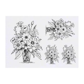 4 x 'Bouquet Of Flowers ' Temporary Tattoos - Water Resistant, Skin-Safe, Non-Toxic Transfers, Mixed Sizes (TO00075004)