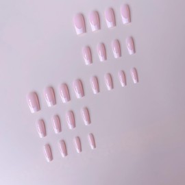 48 Pcs White French Press on Nails Medium Square & Press on Toenails Set - Summer Fake Nails Press ons Nail Art Tips Glossy Glue on Nails Full Cover Nude Fake Toe Nails with Design Acrylic Nail Kit