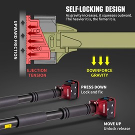 leikefitness Pull-Up Bar For Door Frame Chin Up Bar Upper Body Workout Adjustable Portable Training Pull-Up Bars Bars without Screw - Adjustable Width Locking Mechanism