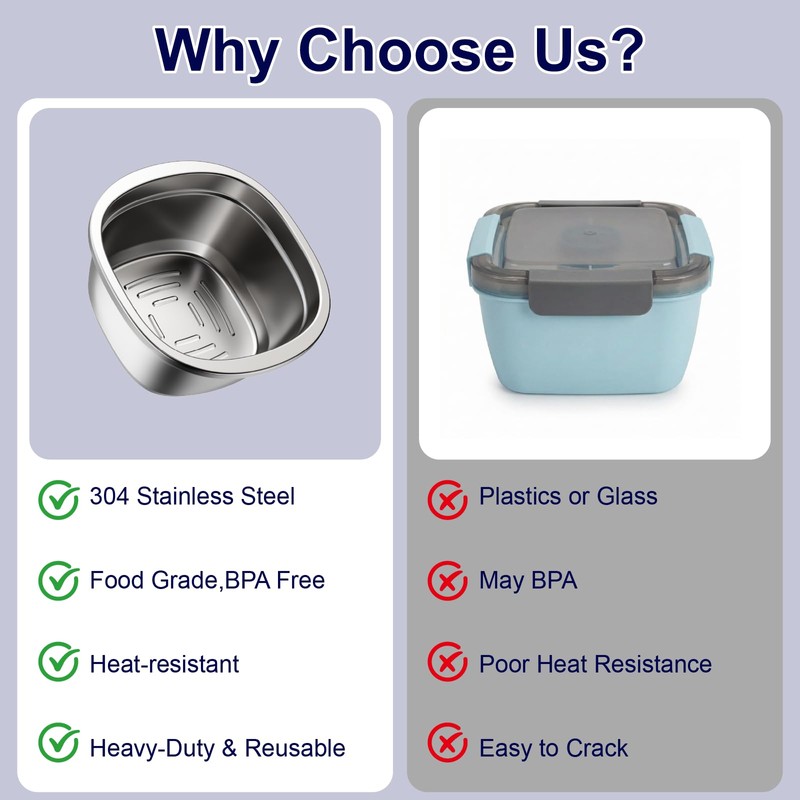 Stainless Steel Salad Bowls to go for Lunch Container Kit