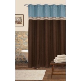 Lush Decor Terra Shower Curtain, Blue/Chocolate, 72 x 72