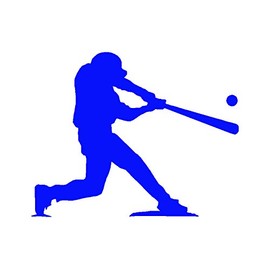 Baseball Player at Bat V1 Vinyl Decal by StickerDad® - Size: 3.5", Color: Reflective Blue - Windows, Walls, Bumpers, Laptop, Lockers, etc.